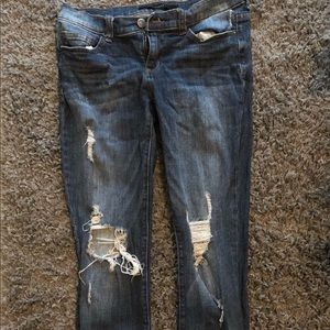 Harper- Deep blue low rise ripped jeans